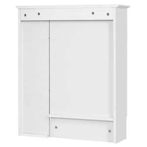 English Elm 3-in-1 Matte Medicine Cabinet Wall Mounted Mirror with Towel Bar and Storage Shelf White N710P401340K
