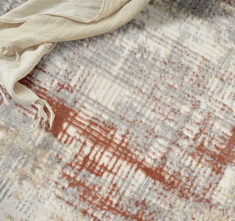 5 X 7 Gray Abstract Polypropylene Area Rug for Living Room Low Pile Modern Decor