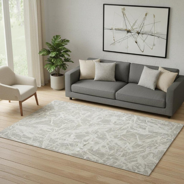 5x7 Gray Abstract Polypropylene Area Rug Power Loomed for Living Room Decor