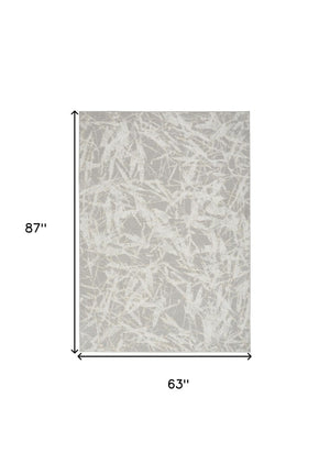 5x7 Gray Abstract Polypropylene Area Rug Power Loomed for Living Room Decor