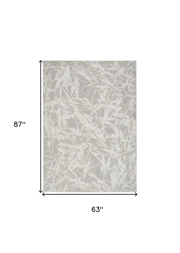 5x7 Gray Abstract Polypropylene Area Rug Power Loomed for Living Room Decor