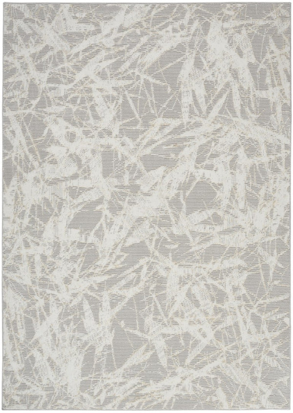 5x7 Gray Abstract Polypropylene Area Rug Power Loomed for Living Room Decor
