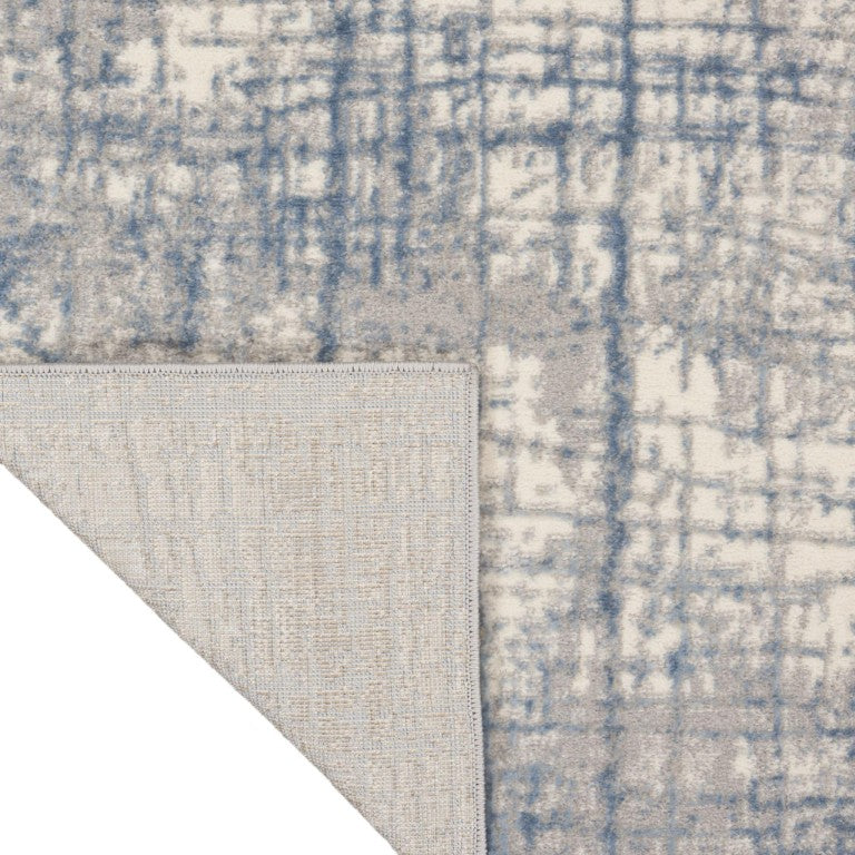 HomeRoots 6 X 9 Ivory Abstract Polyester Area Rug Power Loomed for Living or Dining Rooms 573021