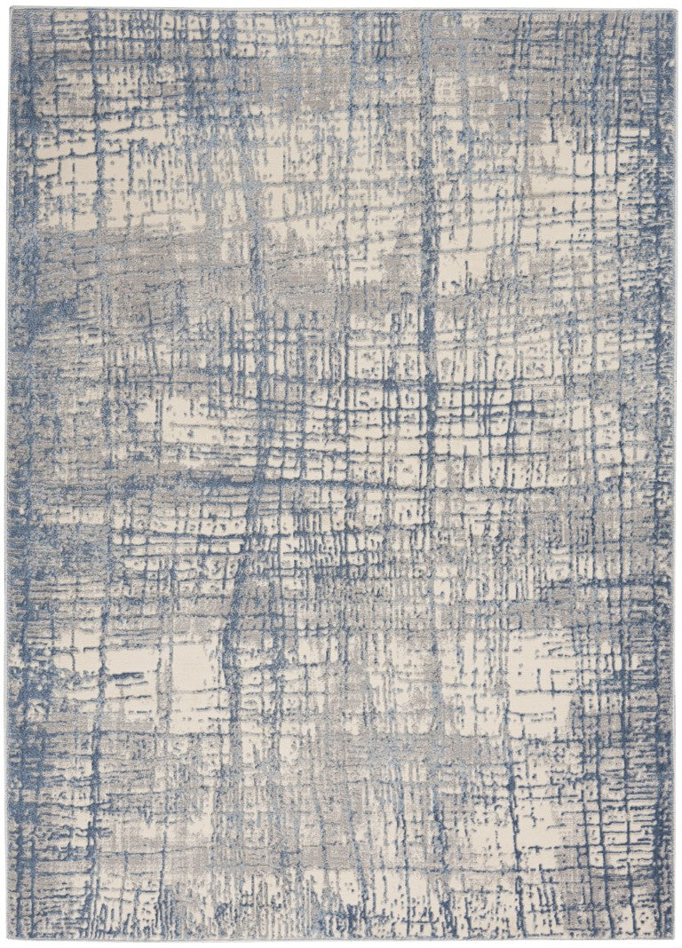 HomeRoots 6 X 9 Ivory Abstract Polyester Area Rug Power Loomed for Living or Dining Rooms 573021