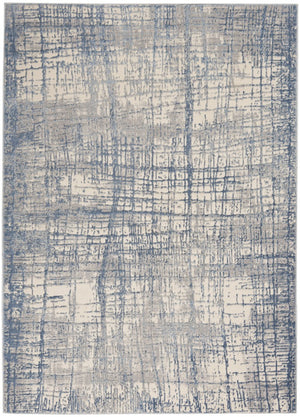 6 X 9 Ivory Abstract Polyester Area Rug Power Loomed for Living or Dining Rooms