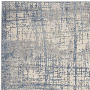 6 X 9 Ivory Abstract Polyester Area Rug Power Loomed for Living or Dining Rooms