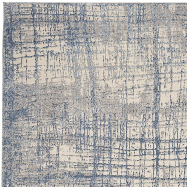 6 X 9 Ivory Abstract Polyester Area Rug Power Loomed for Living or Dining Rooms