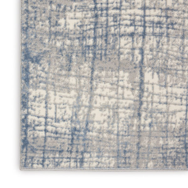 6 X 9 Ivory Abstract Polyester Area Rug Power Loomed for Living or Dining Rooms