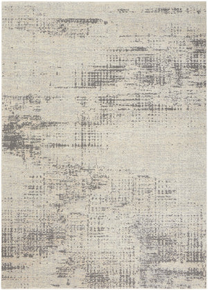 6 X 9 Ivory Abstract Polypropylene Area Rug for Living Room Low Pile Modern