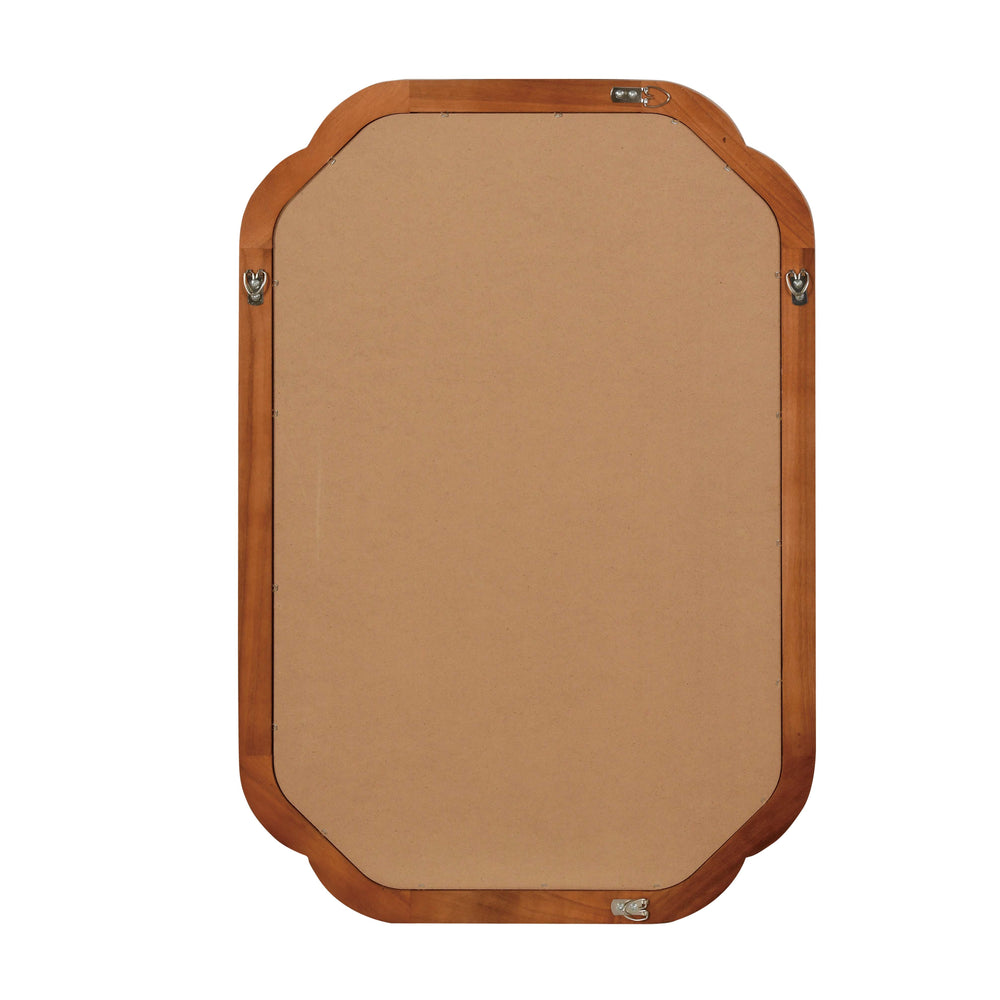 English Elm Yellowish Solid Wood 20"x30" Rounded Corner Decorative Mirror with Rustic Grain, Tempered Glass Finish W2203P389107