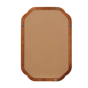 English Elm Yellowish Solid Wood 20"x30" Rounded Corner Decorative Mirror with Rustic Grain, Tempered Glass Finish W2203P389107