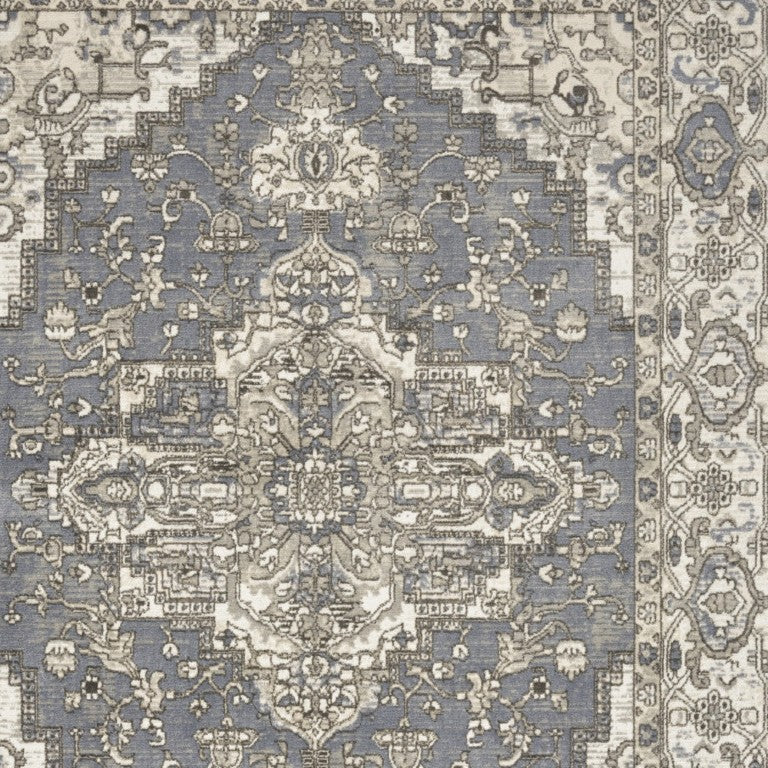 6 X 9 Blue Floral Polypropylene Area Rug for Living Room Rustic Transitional Decor