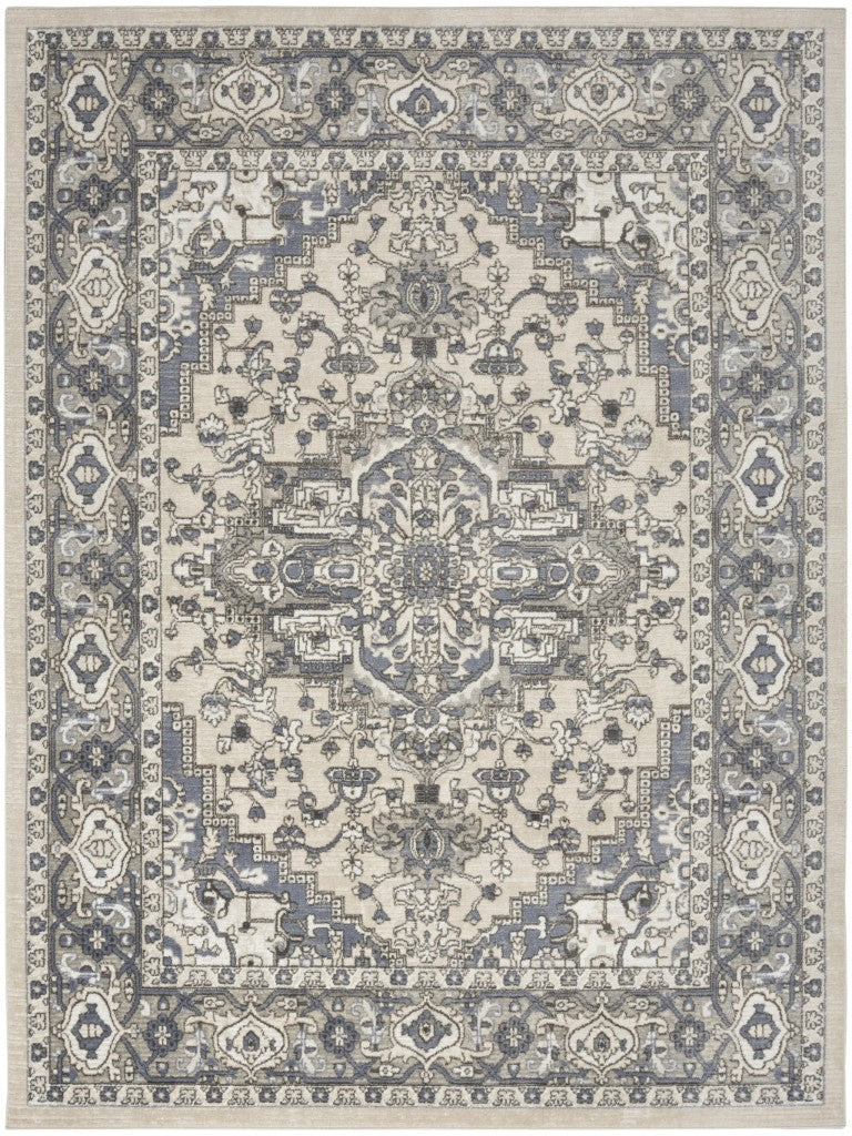 6x9 Blue Floral Polypropylene Area Rug Traditional Living Room Floor Accent