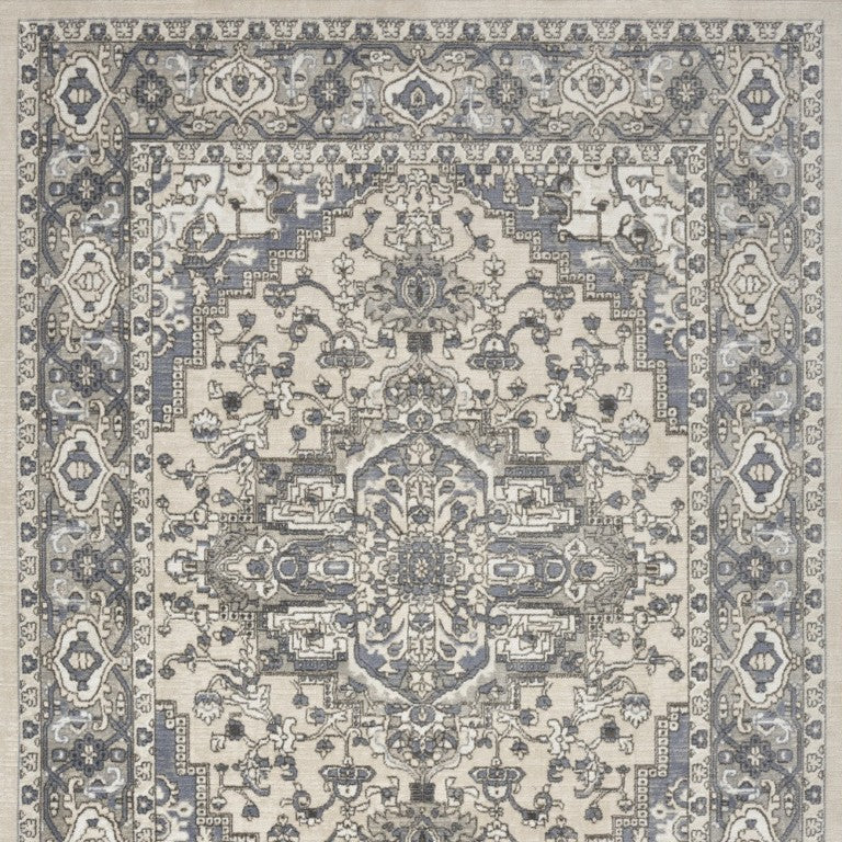 6x9 Blue Floral Polypropylene Area Rug Traditional Living Room Floor Accent