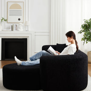 English Elm [video]109.4" Chenille Cloud Sectional Sofa Curved L Shape Modular Couch for Living Room W3505S00053