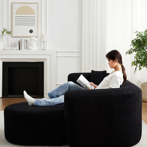 English Elm [video]109.4" Chenille Cloud Sectional Sofa Curved L Shape Modular Couch for Living Room W3505S00053