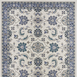 HomeRoots 7' Elegant Ivory and Blue Floral Indoor/Outdoor Area Rug - Durable, Low Maintenance, Versatile Design 573049