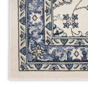 HomeRoots 7' Elegant Ivory and Blue Floral Indoor/Outdoor Area Rug - Durable, Low Maintenance, Versatile Design 573049