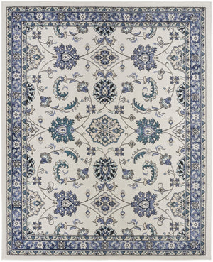HomeRoots 7' Elegant Ivory and Blue Floral Indoor/Outdoor Area Rug - Durable, Low Maintenance, Versatile Design 573049