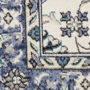HomeRoots 7' Elegant Ivory and Blue Floral Indoor/Outdoor Area Rug - Durable, Low Maintenance, Versatile Design 573049