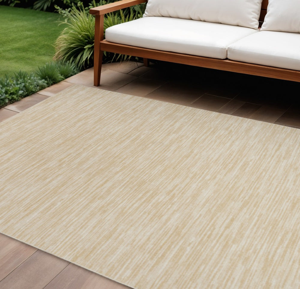 HomeRoots 7' Ivory and Gold Abstract Area Rug - Durable Indoor/Outdoor Design for Elegance and Style! 573052