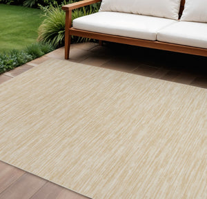 HomeRoots 7' Ivory and Gold Abstract Area Rug - Durable Indoor/Outdoor Design for Elegance and Style! 573052