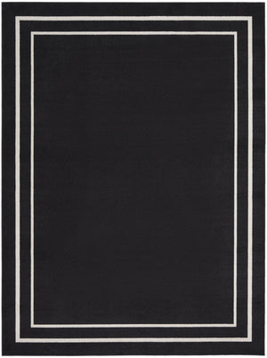 HomeRoots 7' Timeless Black and Ivory Indoor/Outdoor Area Rug - Durable, Stylish, Low-Maintenance Décor Essential 573054