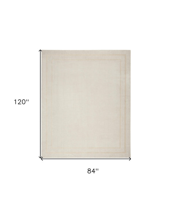 HomeRoots 7' Indoor Outdoor Area Rug in Elegant Ivory and Gold - Durable, Versatile, and Stylish for Any Space 573055