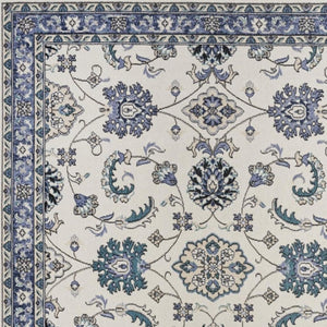 HomeRoots 8' X 10' Ivory and Blue Floral Area Rug – Timeless Style for Indoor and Outdoor Spaces, Easy Care! 573057