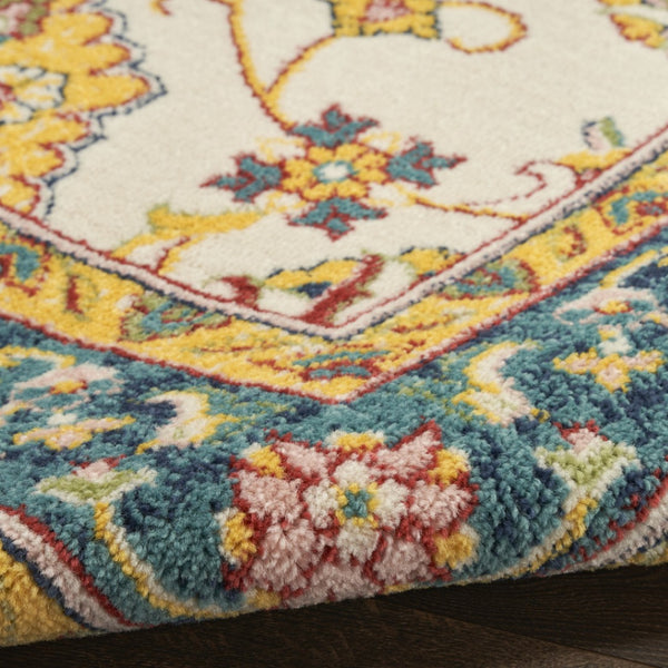 HomeRoots 8' X 10' Ivory and Gold Floral Area Rug - Elegant Indoor/Outdoor Design with Durable Polypropylene Finish 573058