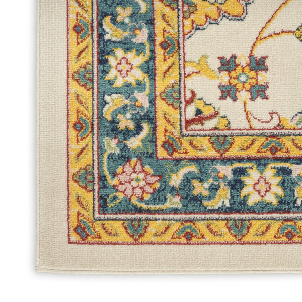 HomeRoots 8' X 10' Ivory and Gold Floral Area Rug - Elegant Indoor/Outdoor Design with Durable Polypropylene Finish 573058