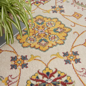 HomeRoots 8' X 10' Ivory and Gold Floral Area Rug - Elegant Indoor/Outdoor Design with Durable Polypropylene Finish 573058