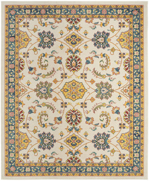HomeRoots 8' X 10' Ivory and Gold Floral Area Rug - Elegant Indoor/Outdoor Design with Durable Polypropylene Finish 573058