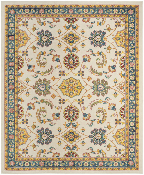 HomeRoots 8' X 10' Ivory and Gold Floral Area Rug - Elegant Indoor/Outdoor Design with Durable Polypropylene Finish 573058