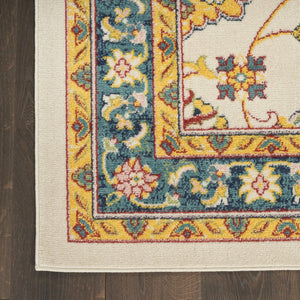 HomeRoots 8' X 10' Ivory and Gold Floral Area Rug - Elegant Indoor/Outdoor Design with Durable Polypropylene Finish 573058