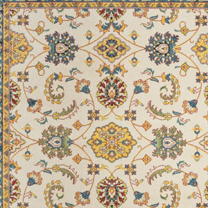 HomeRoots 8' X 10' Ivory and Gold Floral Area Rug - Elegant Indoor/Outdoor Design with Durable Polypropylene Finish 573058