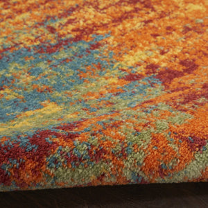 HomeRoots 8' X 10' Flame Abstract Area Rug – Bold Red Design for Indoor & Outdoor Use, Easy Care & Durable! 573059