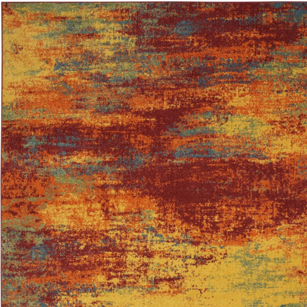 HomeRoots 8' X 10' Flame Abstract Area Rug – Bold Red Design for Indoor & Outdoor Use, Easy Care & Durable! 573059