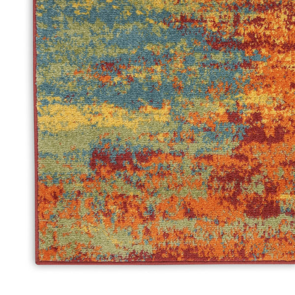 HomeRoots 8' X 10' Flame Abstract Area Rug – Bold Red Design for Indoor & Outdoor Use, Easy Care & Durable! 573059