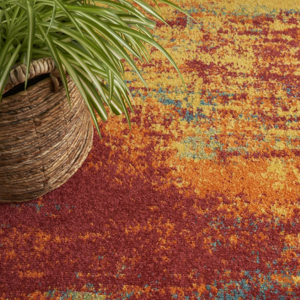 HomeRoots 8' X 10' Flame Abstract Area Rug – Bold Red Design for Indoor & Outdoor Use, Easy Care & Durable! 573059