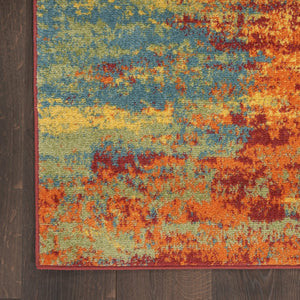 HomeRoots 8' X 10' Flame Abstract Area Rug – Bold Red Design for Indoor & Outdoor Use, Easy Care & Durable! 573059