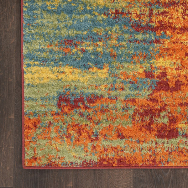 HomeRoots 8' X 10' Flame Abstract Area Rug – Bold Red Design for Indoor & Outdoor Use, Easy Care & Durable! 573059