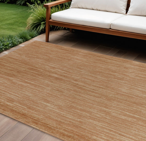HomeRoots 8' X 10' Rust Abstract Area Rug - Versatile Indoor/Outdoor Design for Modern Spaces and Easy Care 573062