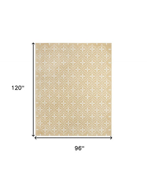 HomeRoots 8' X 10' Beige And Ivory Geometric Area Rug - Stylish, Durable Design for Indoor & Outdoor Spaces 573063