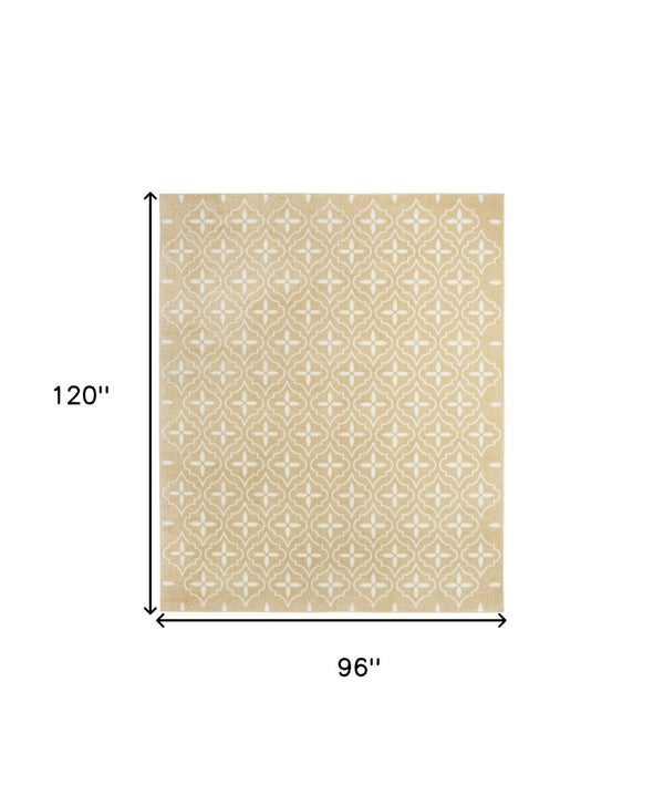 HomeRoots 8' X 10' Beige And Ivory Geometric Area Rug - Stylish, Durable Design for Indoor & Outdoor Spaces 573063