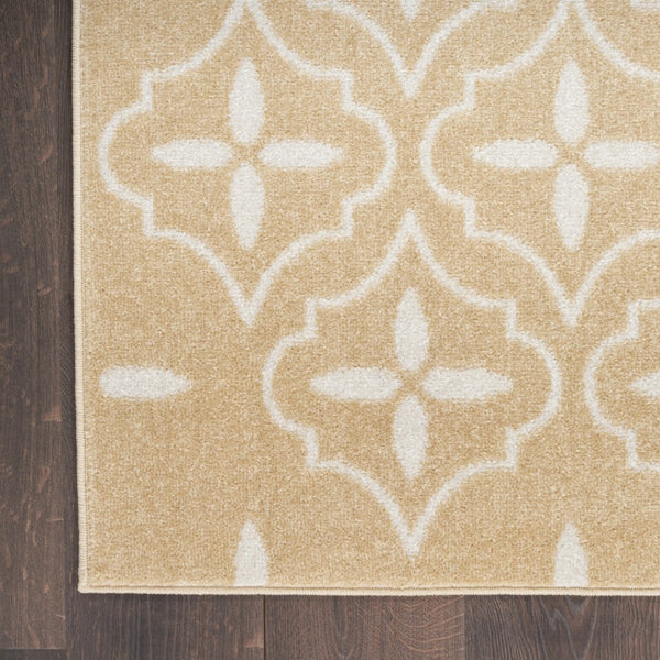 HomeRoots 8' X 10' Beige And Ivory Geometric Area Rug - Stylish, Durable Design for Indoor & Outdoor Spaces 573063