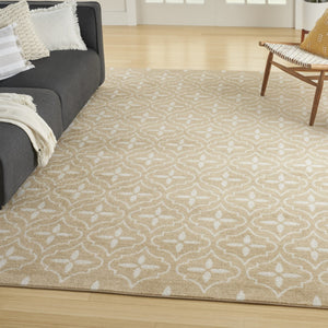 HomeRoots 8' X 10' Beige And Ivory Geometric Area Rug - Stylish, Durable Design for Indoor & Outdoor Spaces 573063