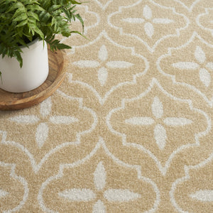 HomeRoots 8' X 10' Beige And Ivory Geometric Area Rug - Stylish, Durable Design for Indoor & Outdoor Spaces 573063