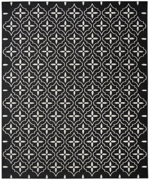 HomeRoots 8' X 10' Black And Ivory Geometric Indoor Outdoor Area Rug - Durable, Stylish, Easy to Clean Design 573064