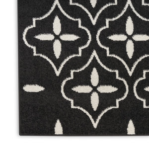 HomeRoots 8' X 10' Black And Ivory Geometric Indoor Outdoor Area Rug - Durable, Stylish, Easy to Clean Design 573064